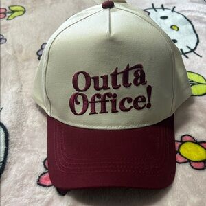 Outta Office Embroidered Cap - Cream and Burgundy